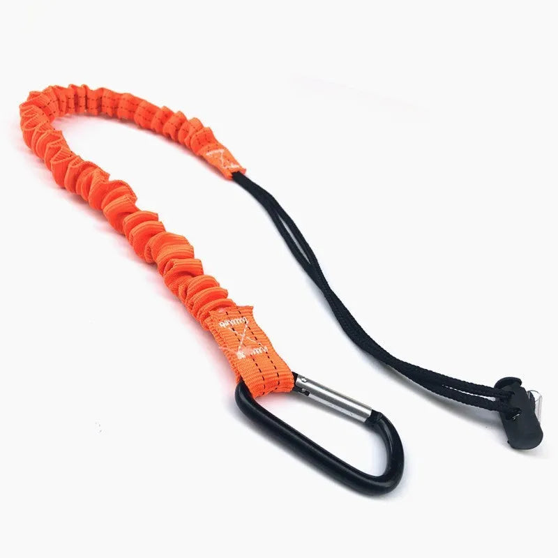 Orange fishing rod safety rope with elastic anti-separation design, 90cm length