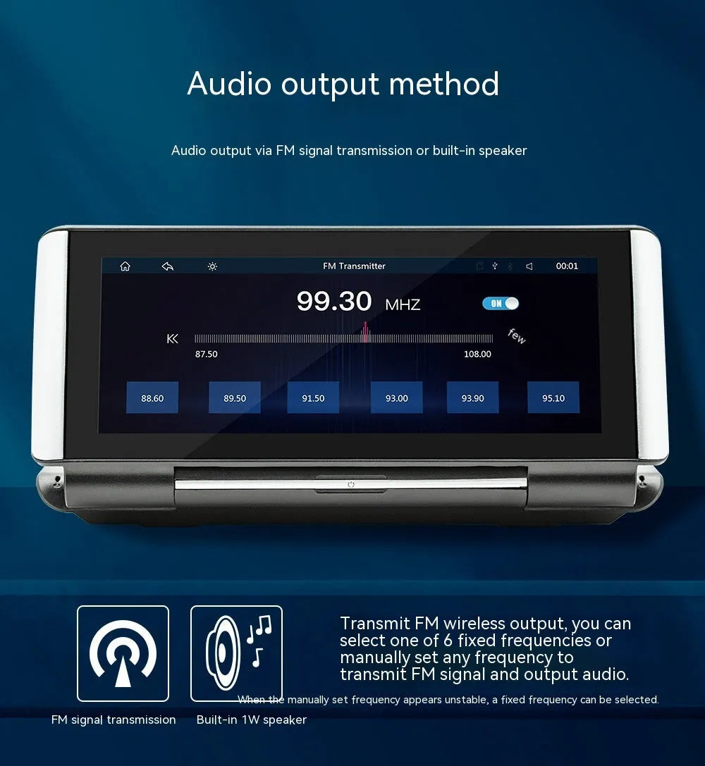 6.86 inch vehicle MP5 player with wireless CarPlay and reversing camera input on dashboard