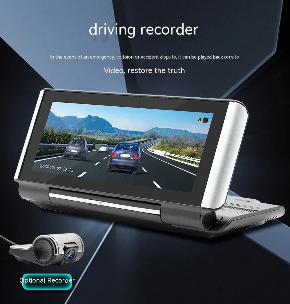 6.86 inch vehicle MP5 player with wireless CarPlay and reversing camera input on dashboard