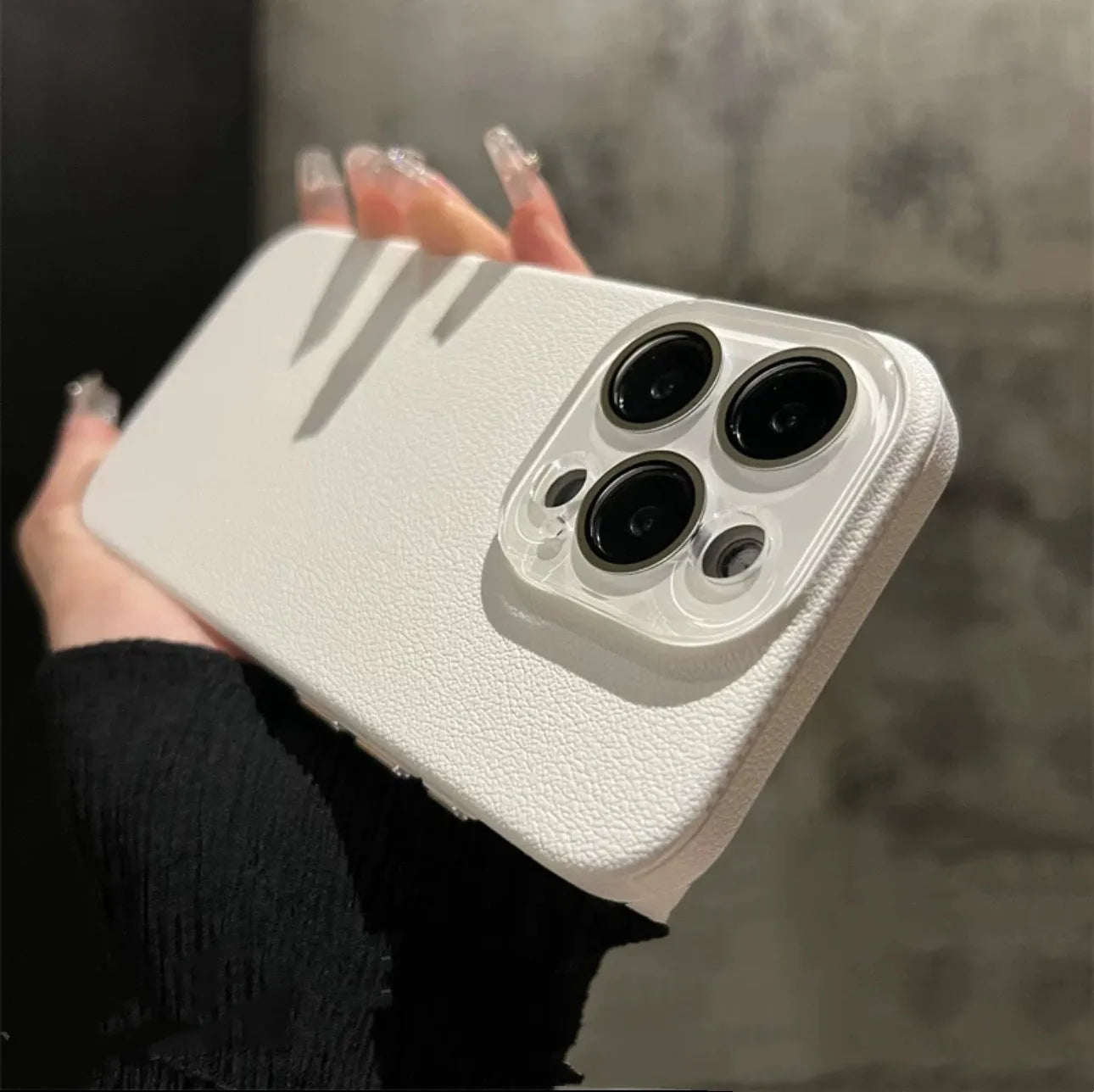 Solid colour frosted litchi leather crystal phone case for Apple iPhone with shockproof anti-fall protection