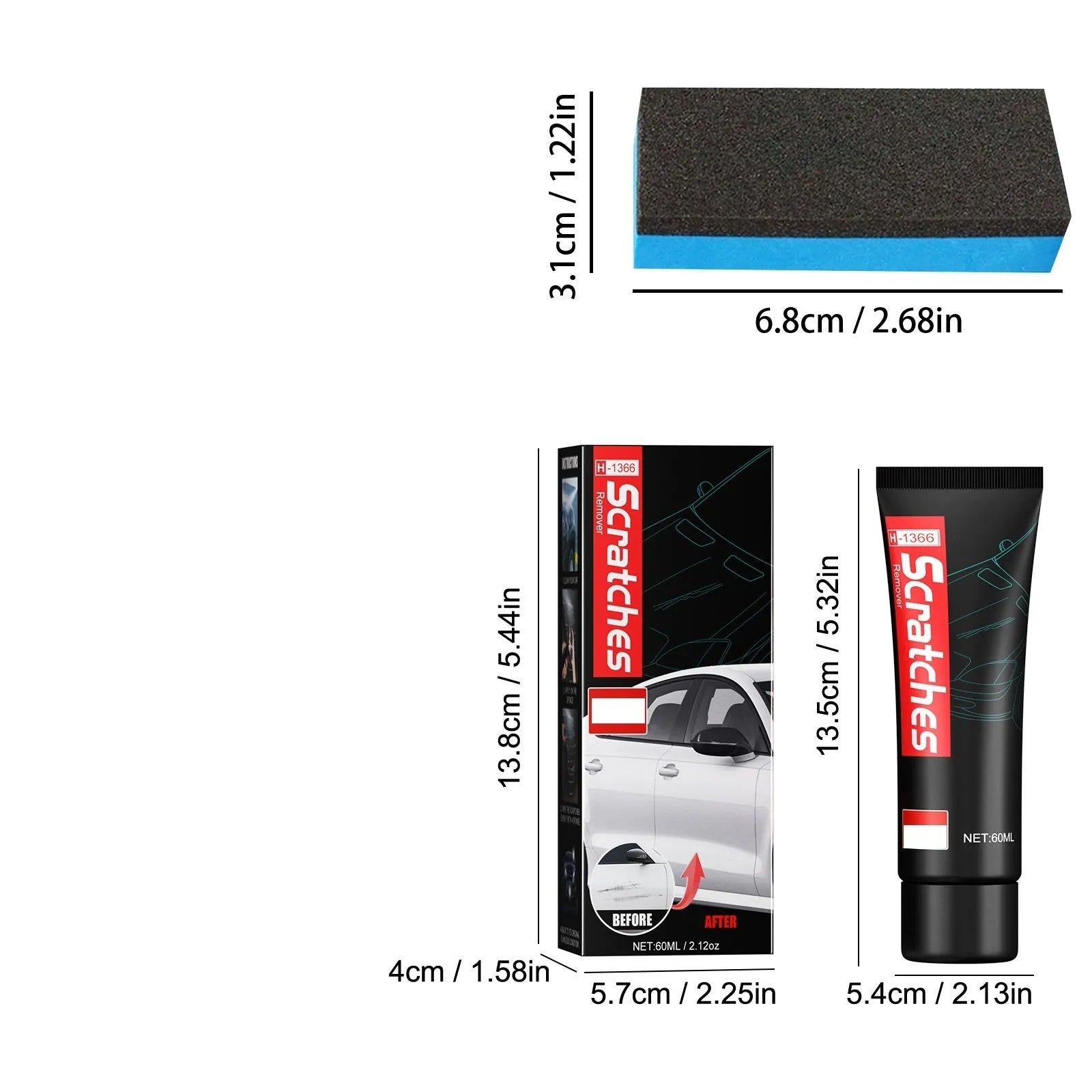 Automotive scratch repair cream bottle in 60ml size for car paint scratches