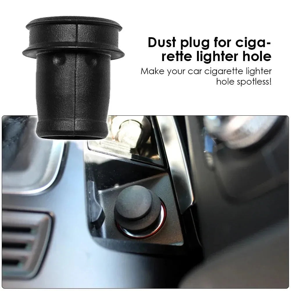 Black PVC car cigarette lighter dust plug showing its 33cm length and 2cm diameter plug end.