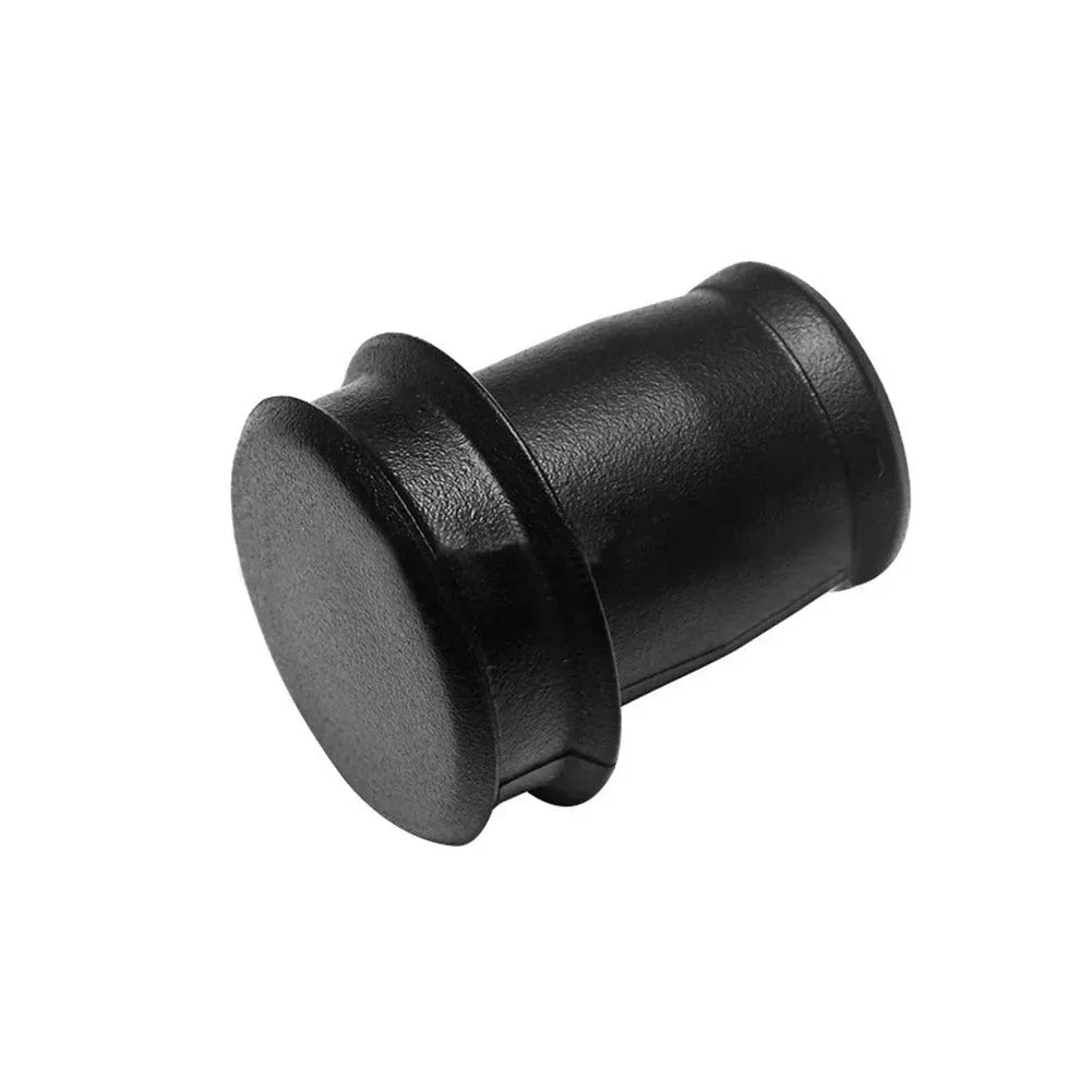 Black PVC car cigarette lighter dust plug showing its 33cm length and 2cm diameter plug end.