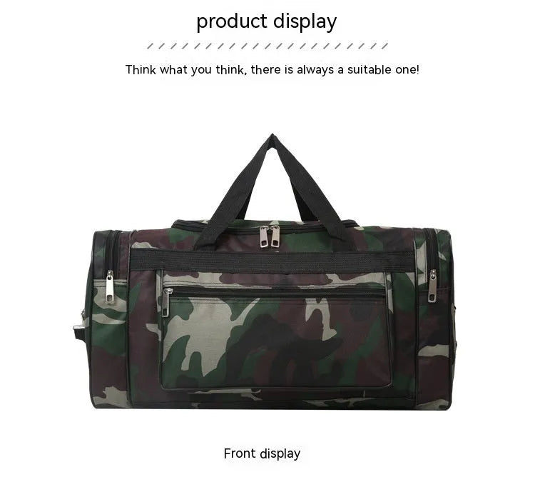Camouflage waterproof luggage bag with 20L capacity and stripe pattern lining