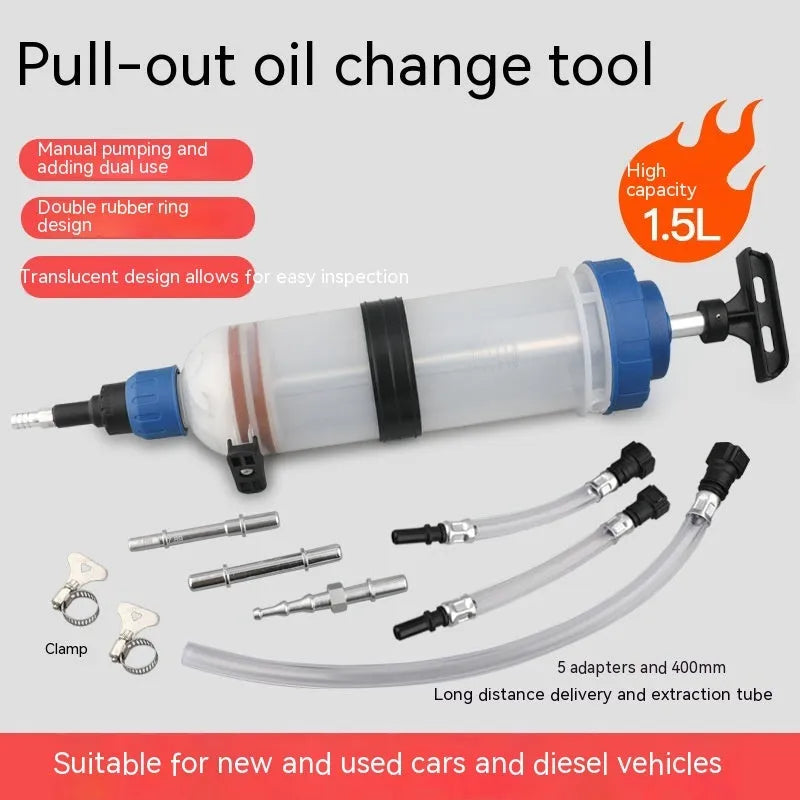 Manual oil pumping machine syringe tool with PP barrel for suction and injection of engine fluids