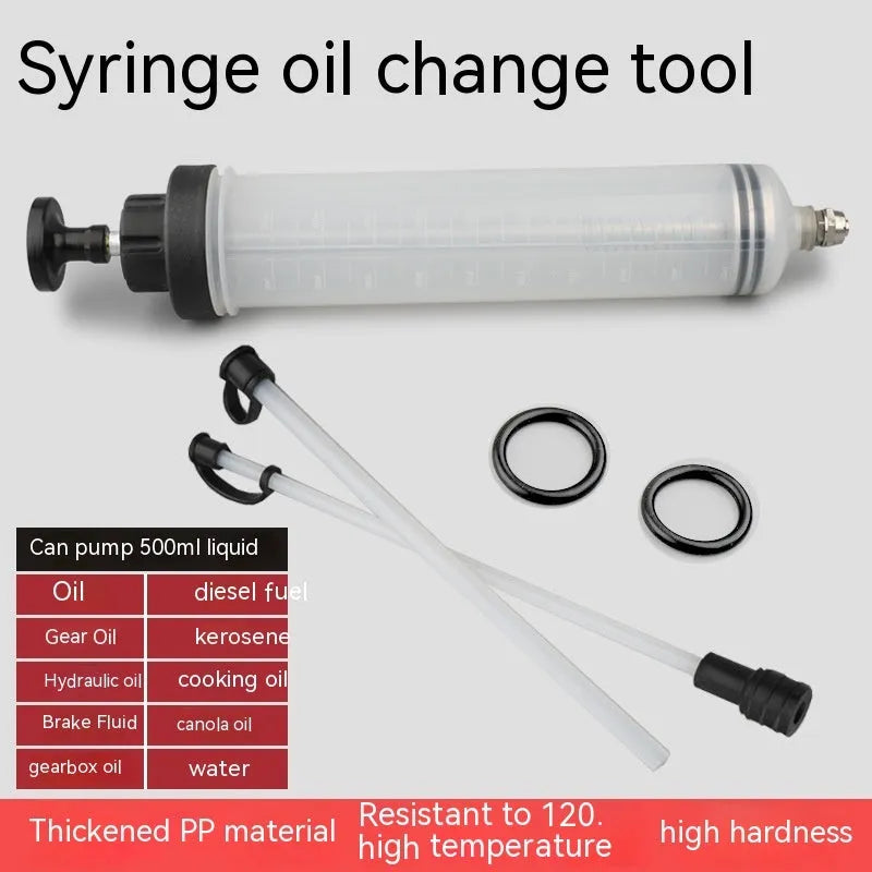 Manual oil pumping machine syringe tool with PP barrel for suction and injection of engine fluids