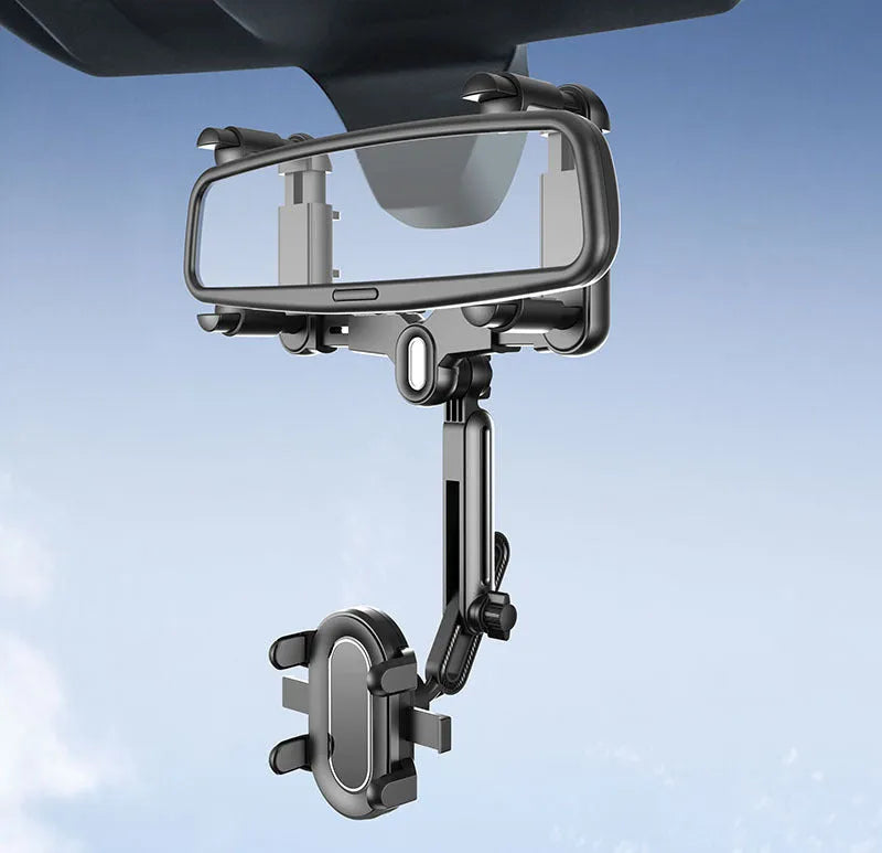 Rear view mirror bracket phone holder with retractable arm for 4.0-7.0 inch mobile phones