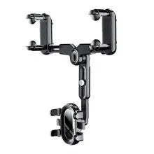 Rear view mirror bracket phone holder with retractable arm for 4.0-7.0 inch mobile phones