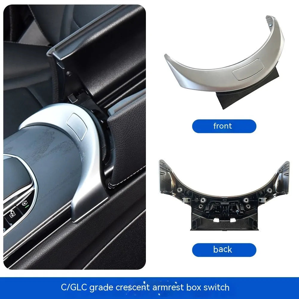 Mercedes-Benz C-Class and GLC armrest box button electroplating panel in silver electroplated finish