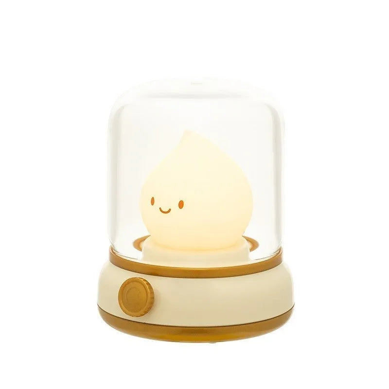 Retro oil lamp design USB rechargeable night light in green or yellow colour options
