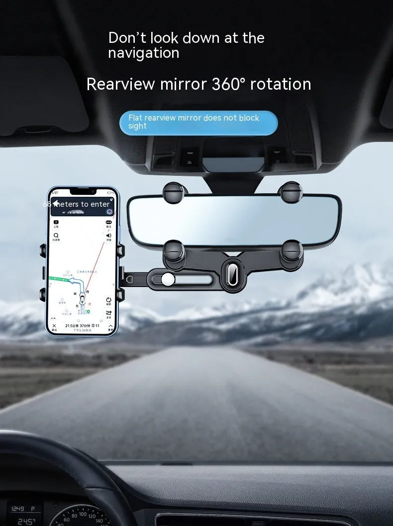 Black ABS universal rear view mirror bracket with folding rod for 7th generation cars