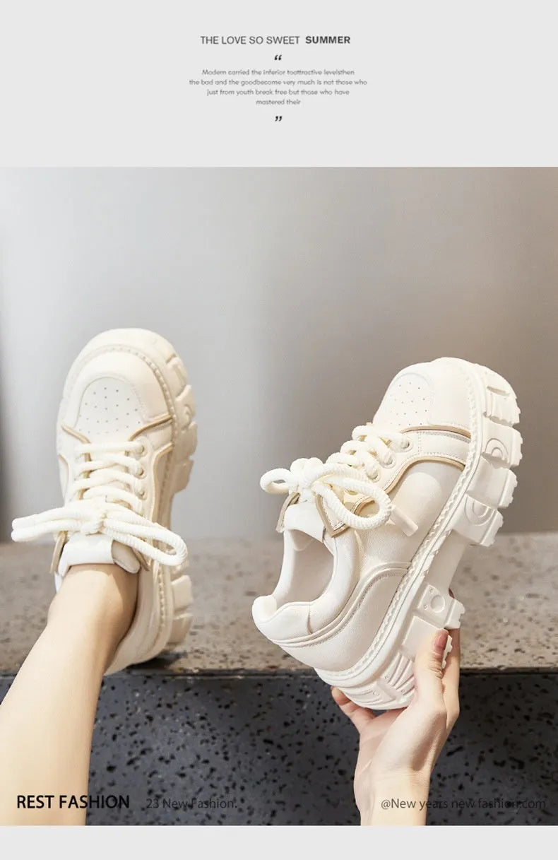 Solid colour leather casual shoes with rubber foam soles in beige and pink options