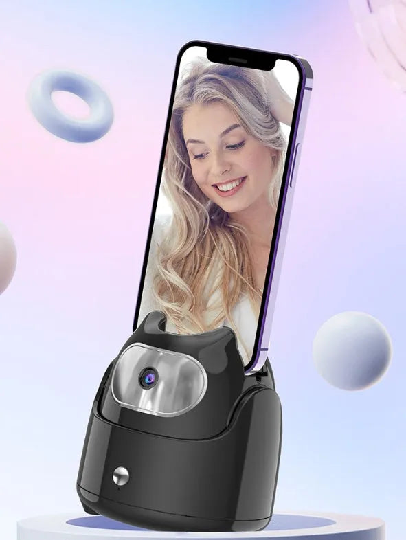 AI face recognition 360-degree rotating camera head for vlog shooting, Q5 Black or Q5 White, with TP-C data cable