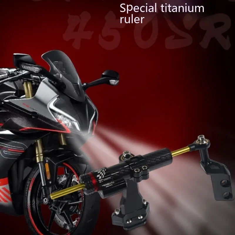 Directional damper bracket motorcycle modification kit with carbon fibre construction and titanium bracket