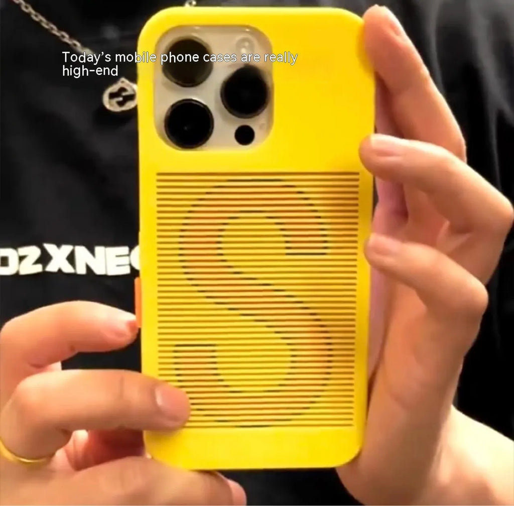 Frosted hard phone case for iPhone with international gesture print and yellow accent