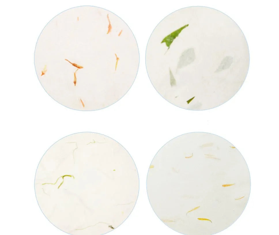 Ten sheets of ancient Chinese style painting paper for calligraphy in Green Leaf, Green Silk, Safflower, and Yellow Flower colours.