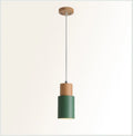 Nordic-style square pendant light made from solid wood and wrought iron in five colour options