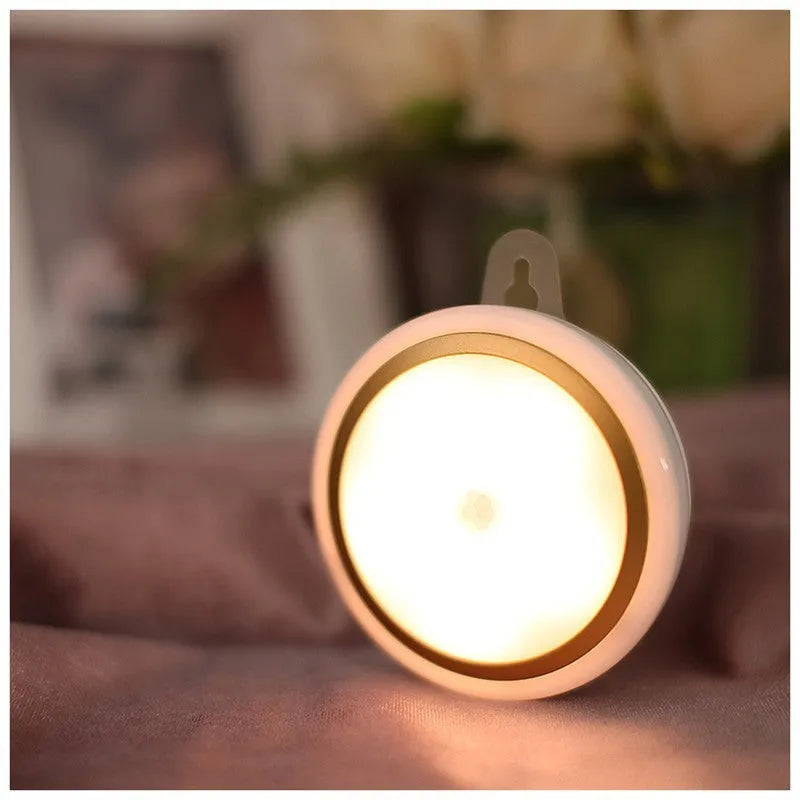 Smart body motion sensor LED night light unit with 80mm diameter white housing