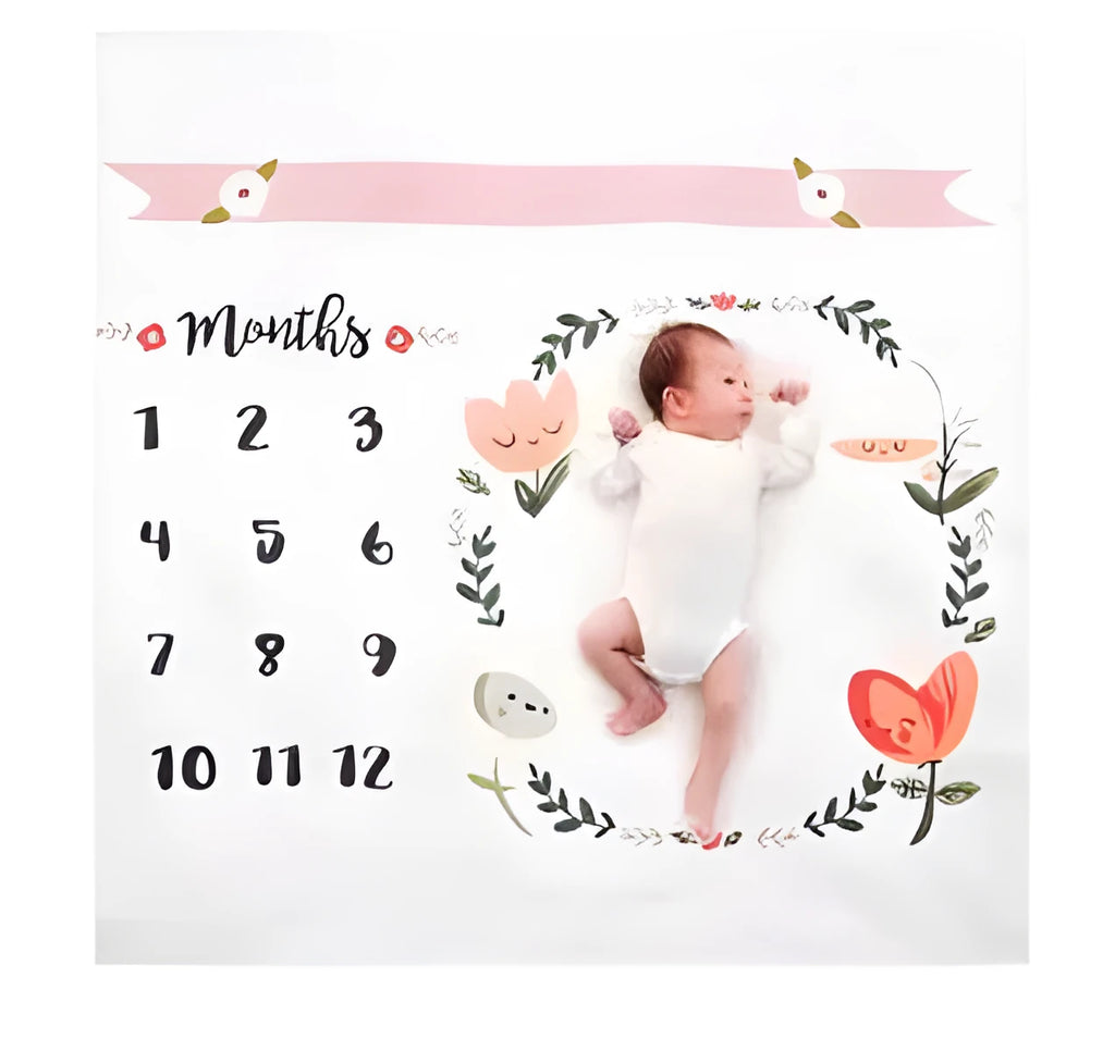100 cm square baby blanket in polyester cotton blend, shown in one of four solid colour options.