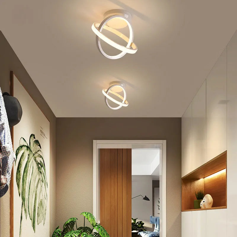 Modern LED ceiling light with round acrylic shade, 29W, suitable for hallway and corridor, black or white finish
