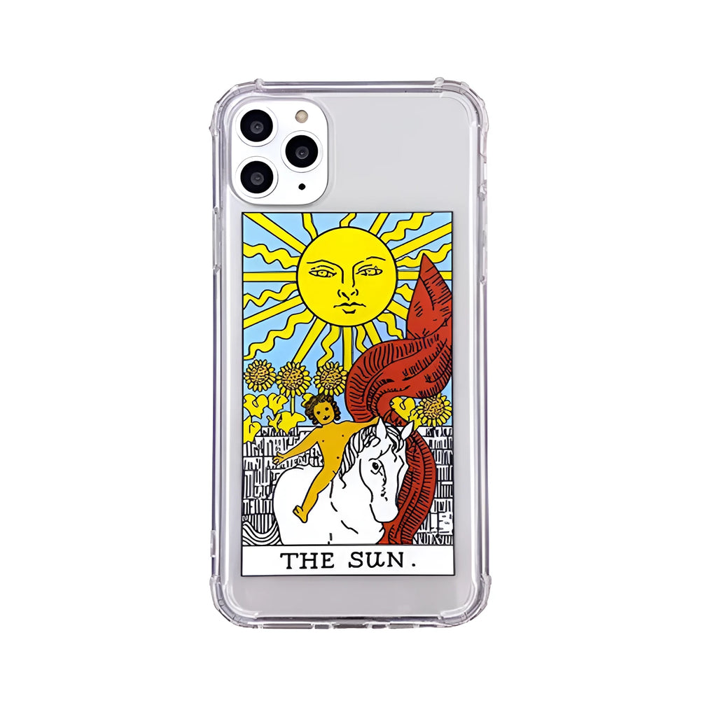 Creative mythology comic retro phone case with sun moon graffiti design for iPhone