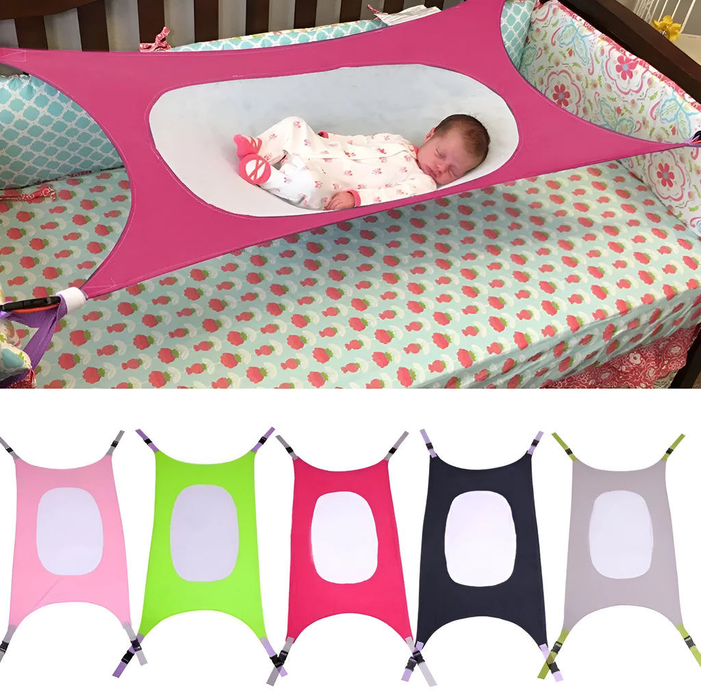 Portable detachable baby crib hammock in crushed velour fabric showing colour options