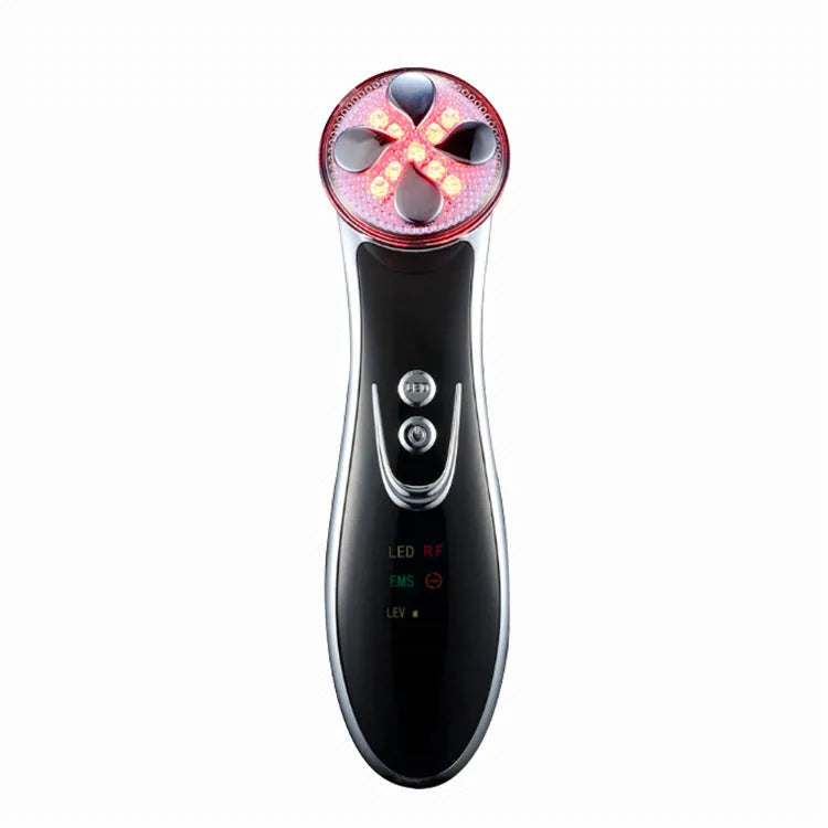 Thermage colour light beauty instrument IPL device in gold, 17.5 x 4.5 x 5cm, with six modes and USB power