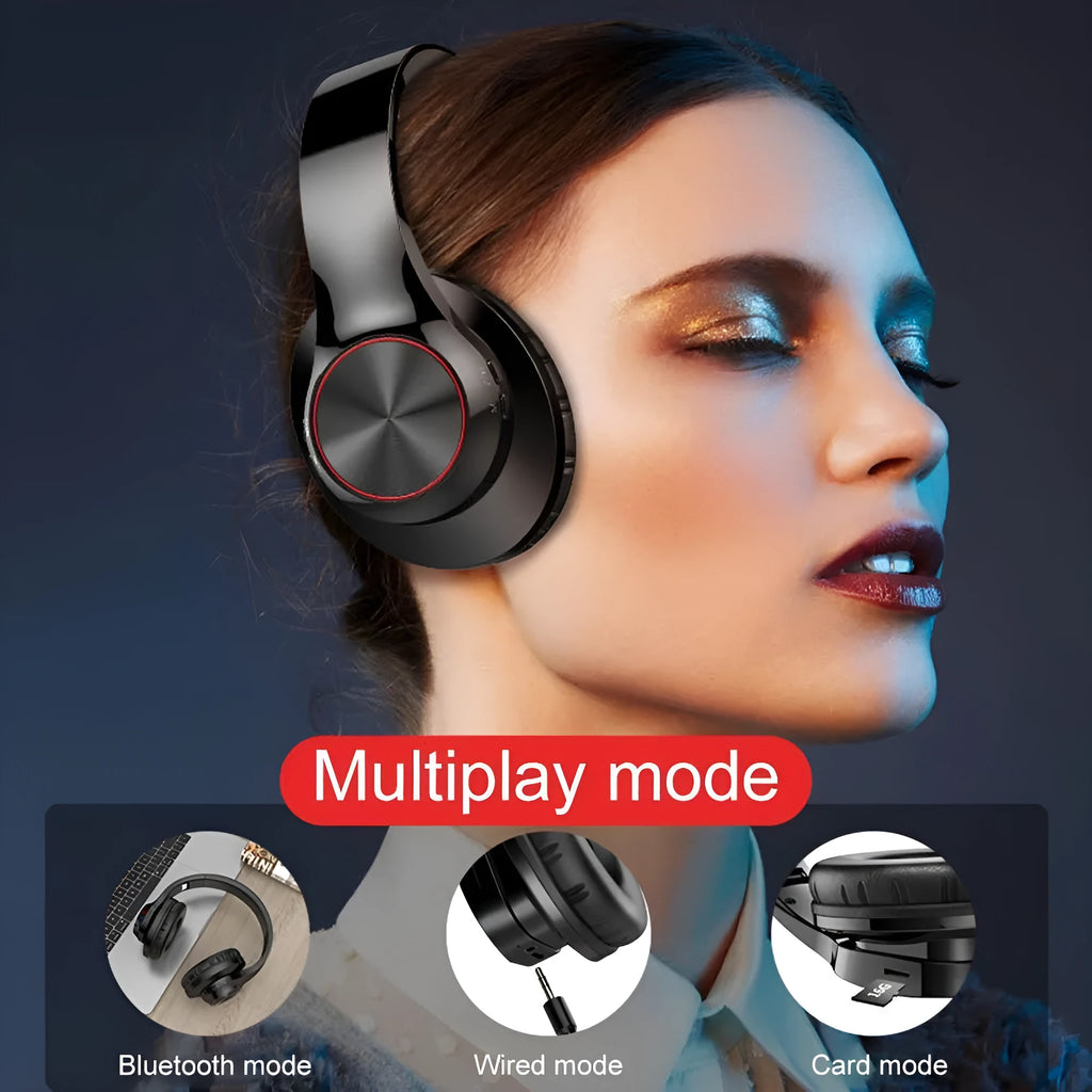 A11 wireless Bluetooth headset in blue or white colours, showing head-mounted design with bilateral earpieces.