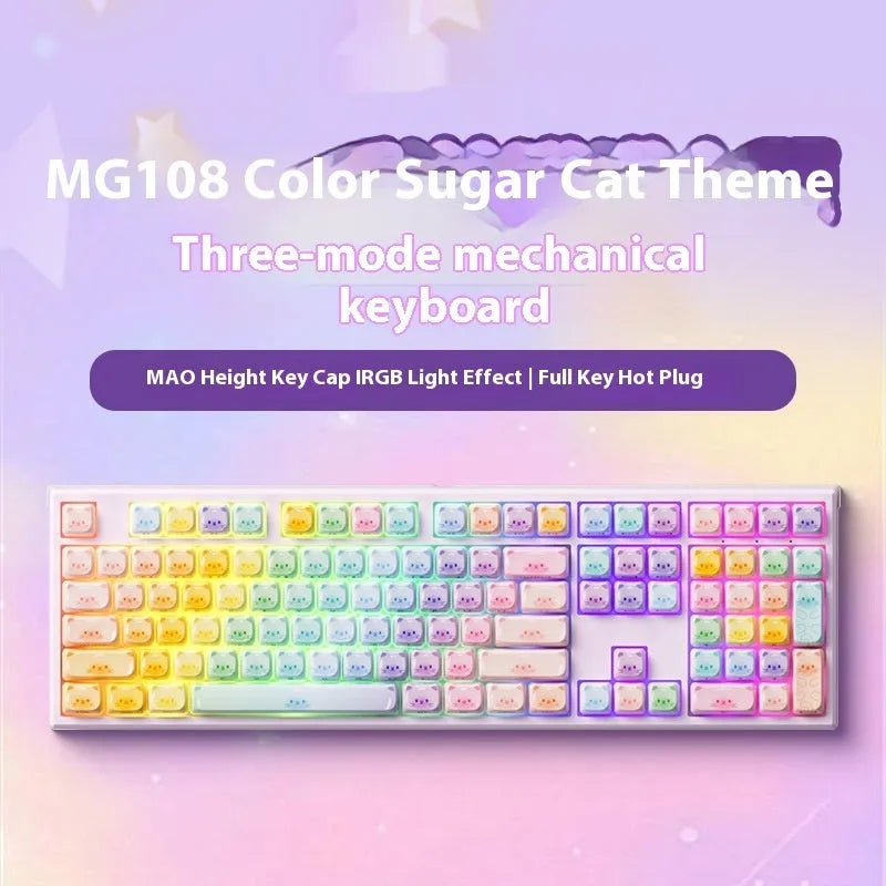Colourful Sugar Cat mechanical keyboard with Bluetooth connectivity and piano shaft switches