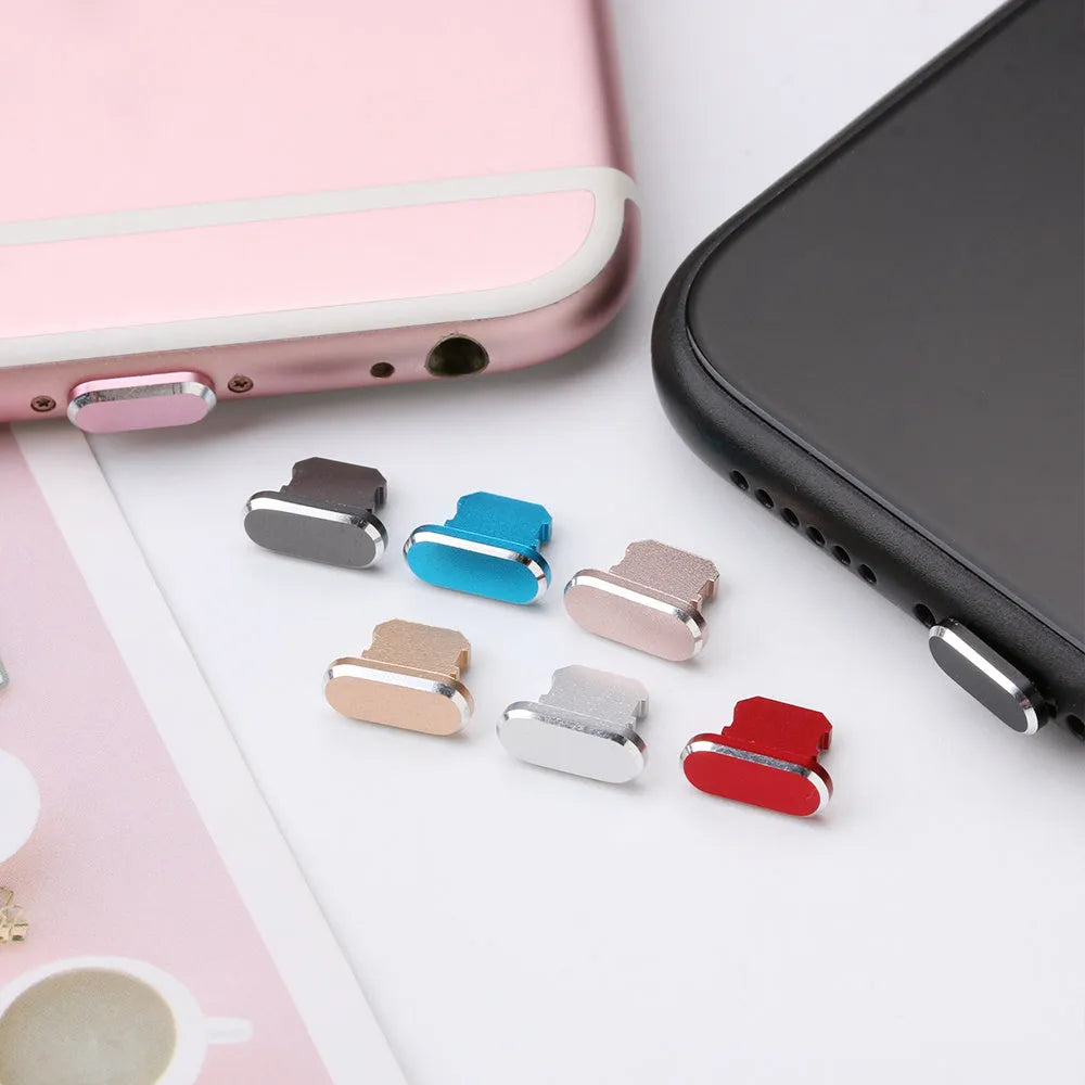 Aluminium alloy iPhone charging port dust plug in multiple colour options.