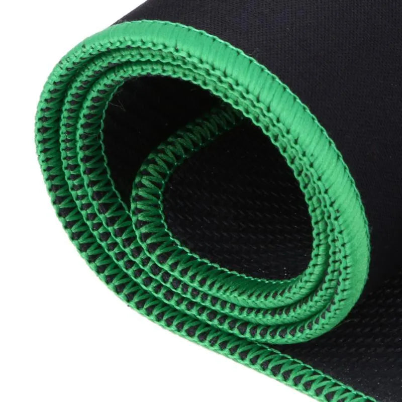 Oversized rubber mouse pad 30x60cm in black with stitched edges for PC laptop use.