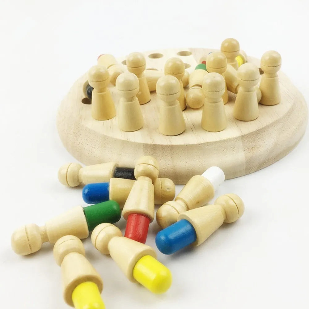 Montessori beech wood Memory Match Stick Chess educational toy with green varnish for children aged 3+