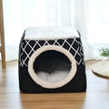 Grey space box cat nest with enclosed velvet cloth and sponge filling, L size