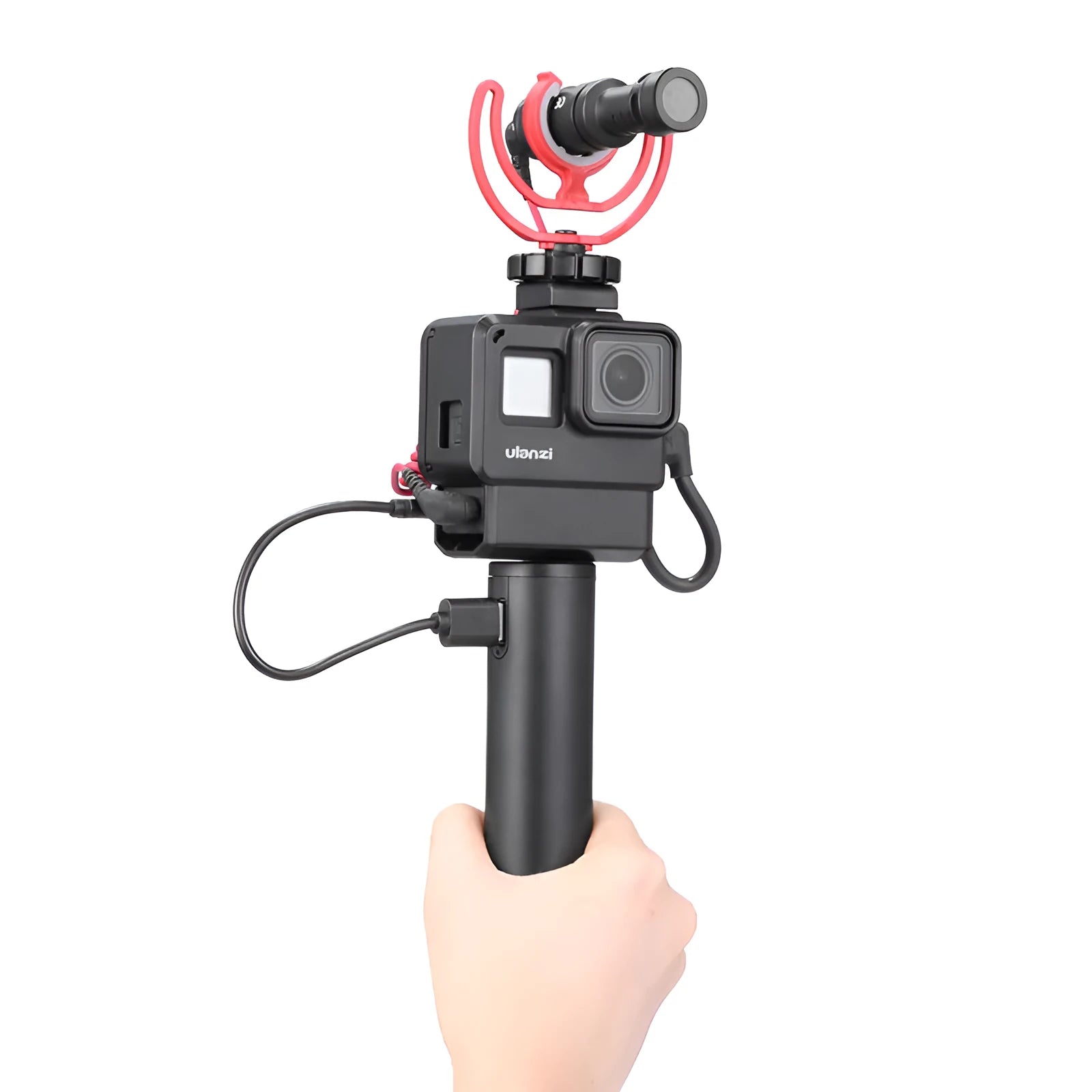 Black aluminium alloy power bank handle showing its size and integrated carry handle.