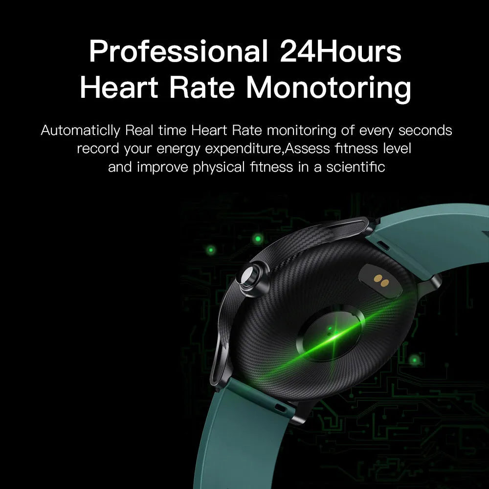 Square smart watch with heart rate monitor showing green colour option on wrist