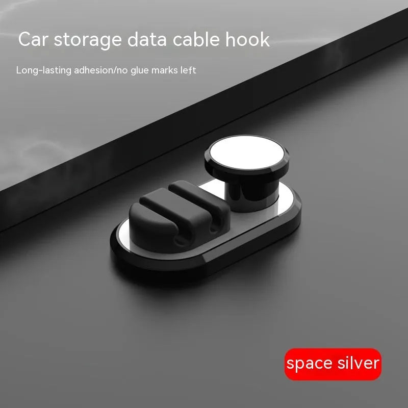 ABS silicone car and home data cable storage hook in dark green, space silver or star black