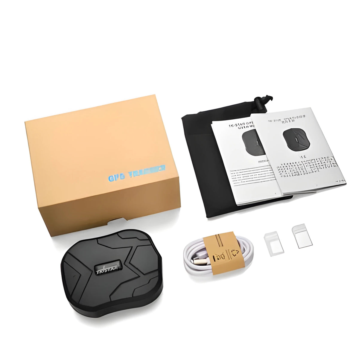 Black GPS locator tracker with 5000 mAh battery, waterproof mini casing, magnet mount, 90 x 74 x 25 mm