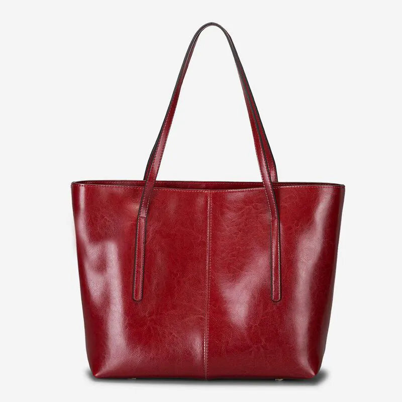 Genuine leather women's shoulder bag in European retro style with internal compartments