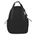 Solid colour nylon backpack with curved shoulder straps and lock details in multiple colour options
