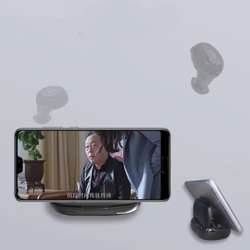 Bluetooth earphone in black with plastic body and in-ear fit for wireless music listening