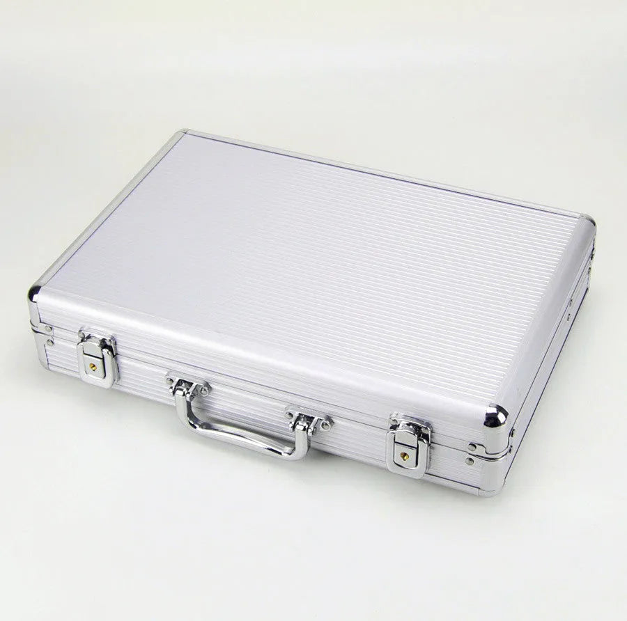 24-slot aluminium alloy watch display box in metal finish, portable size 38x26x8 cm