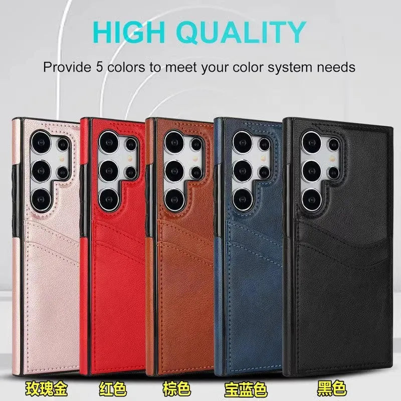Business simplicity phone case card holster in silicone for Samsung and iPhone models, black colour, with card slot