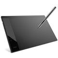 VEIKK A30 drawing tablet with battery-free stylus on desk showing 10x6 inch active area