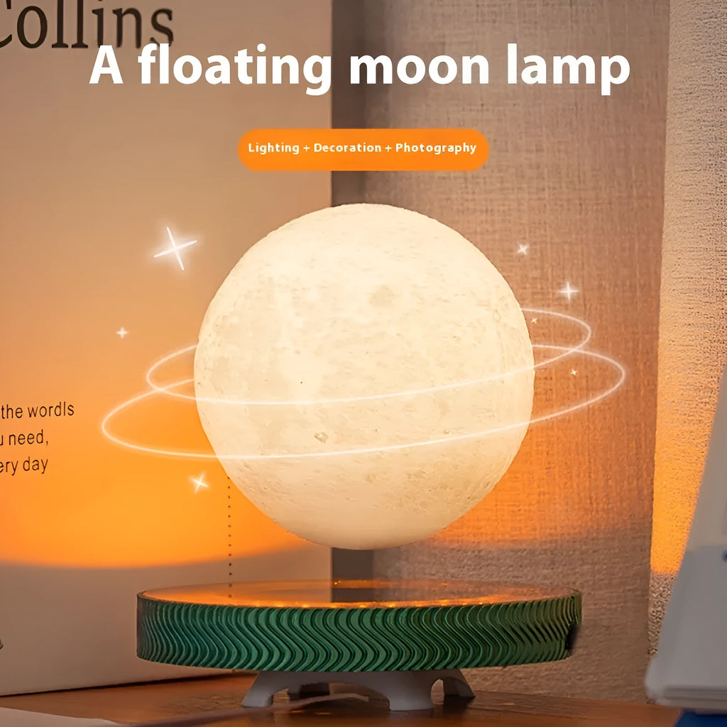 Magnetic suspension moon lamp decorative ornament with 3D printed modern design