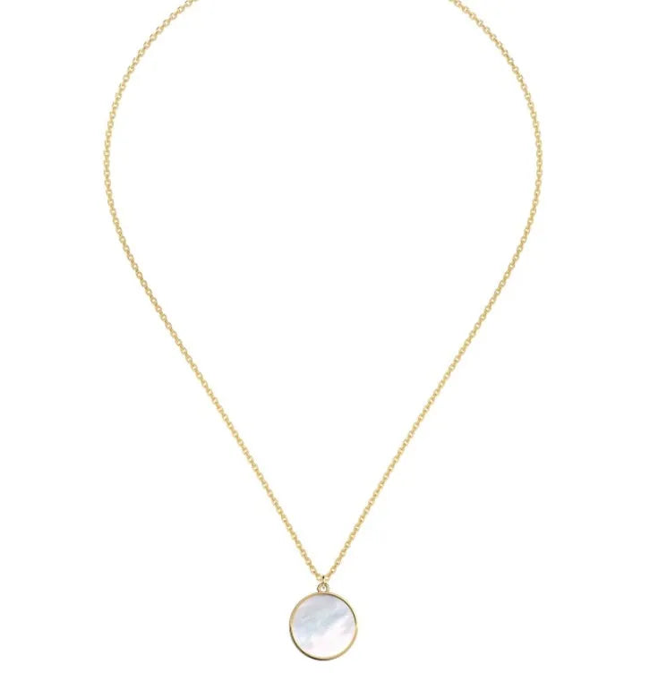 White shell honeycomb pendant on gold electroplated sterling silver 925 clavicle chain necklace for women