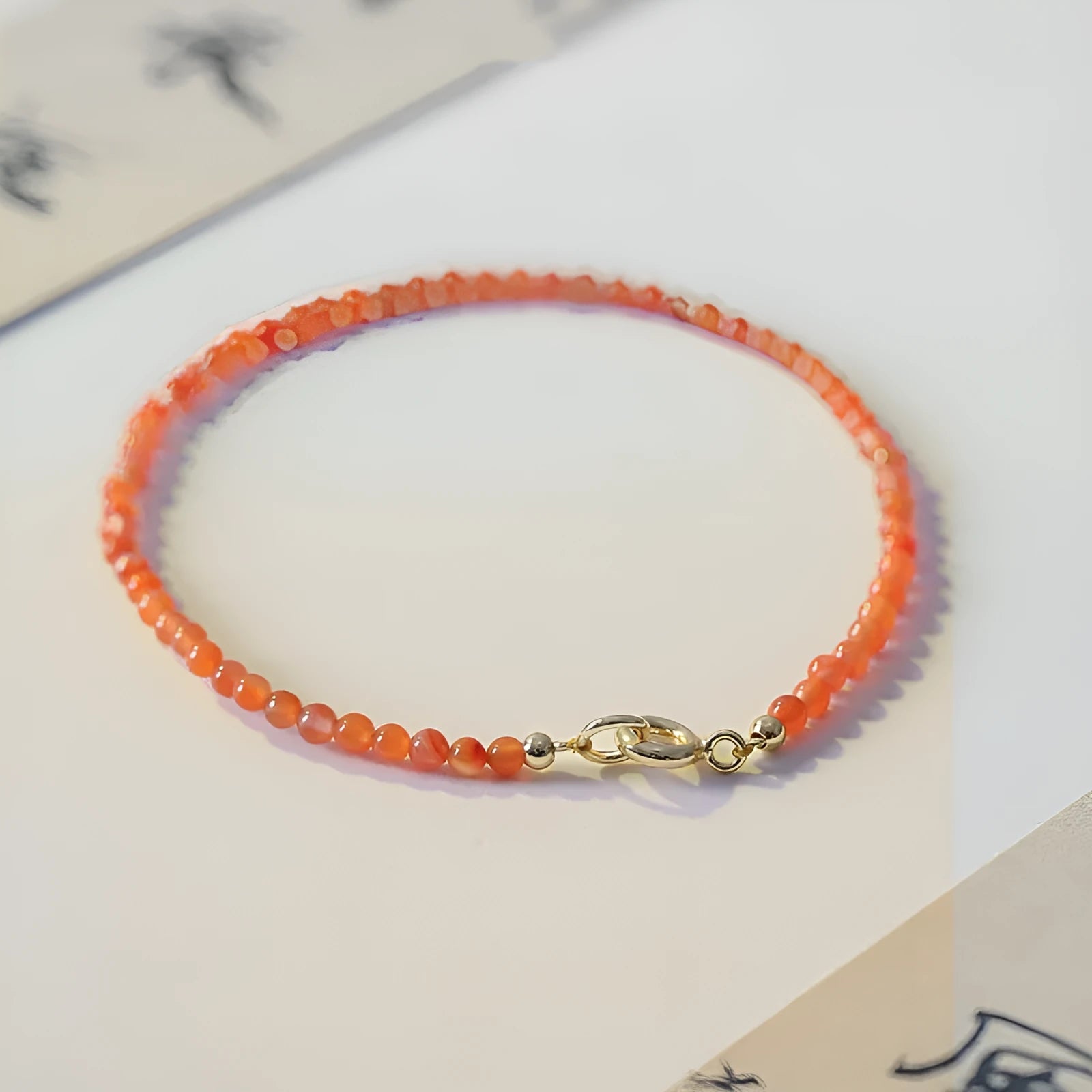 Women's southern red agate bracelet with 3mm cut surface style in cherry red colour
