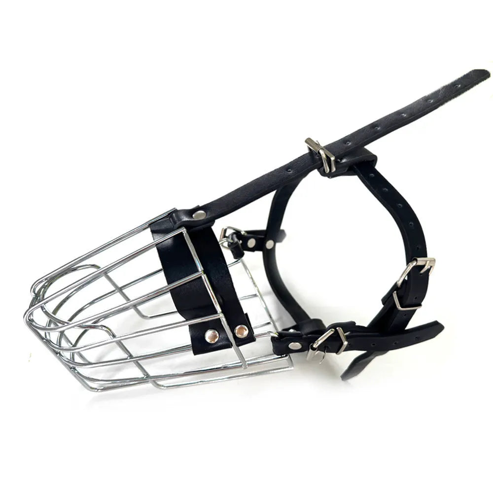 Black metal bar dog muzzle for a golden retriever or German shepherd