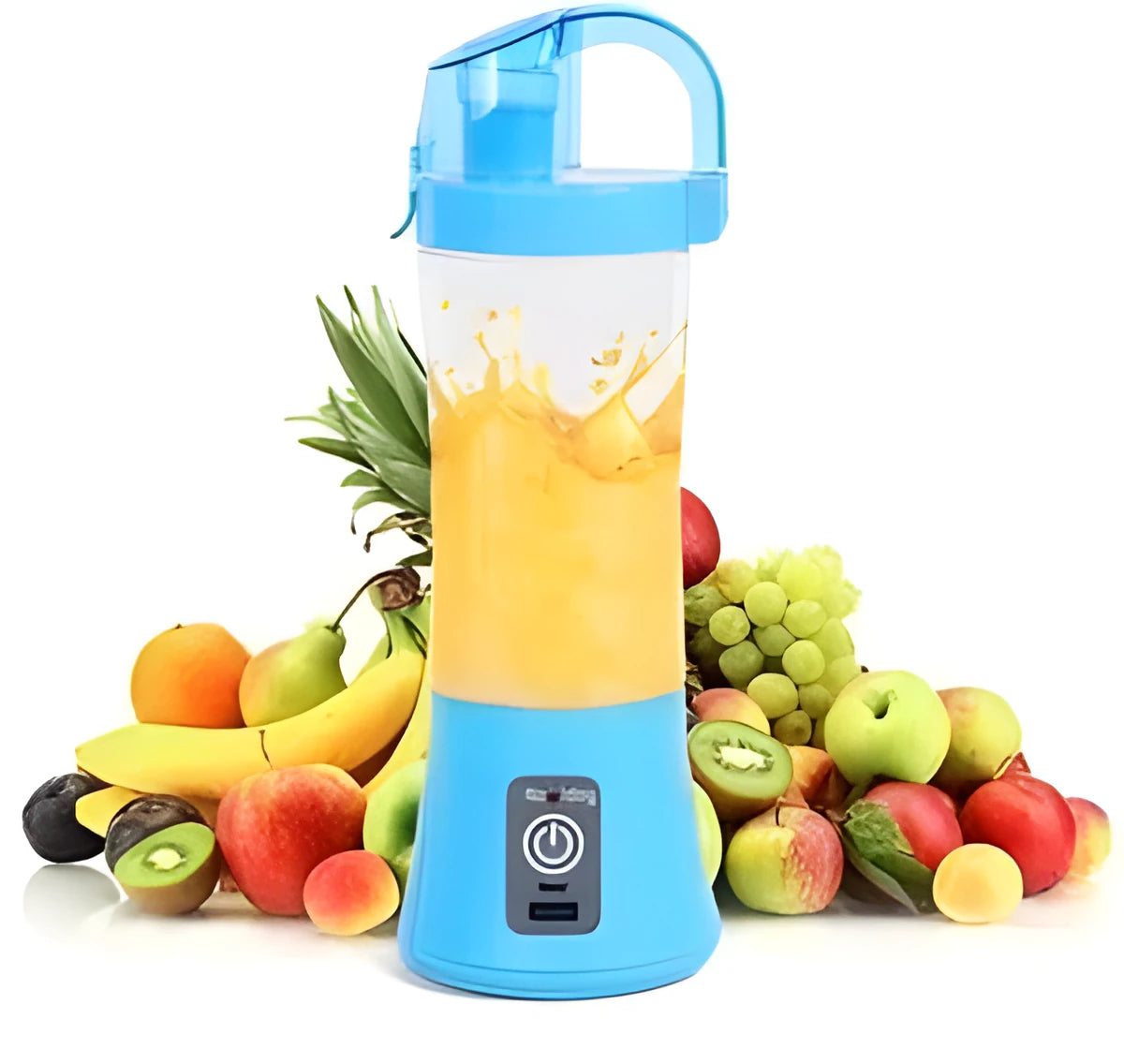 USB rechargeable handheld fruit juicer and smoothie maker with 400ml blue cup