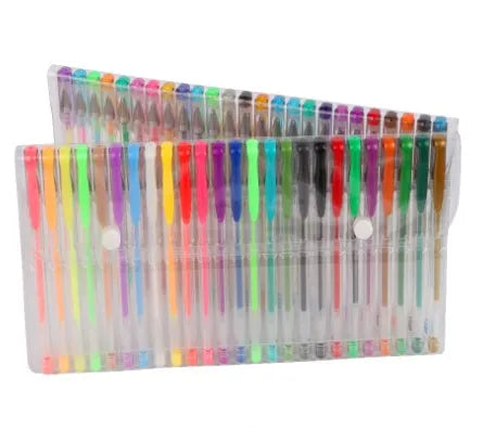 Pack of colour gel pens showing the pen design and highlighting the large 2.2mm ink tube