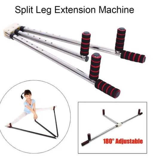 Cross fork lacing artifact leg stretcher with two extension bars, centre handle, and soft foam grips in black